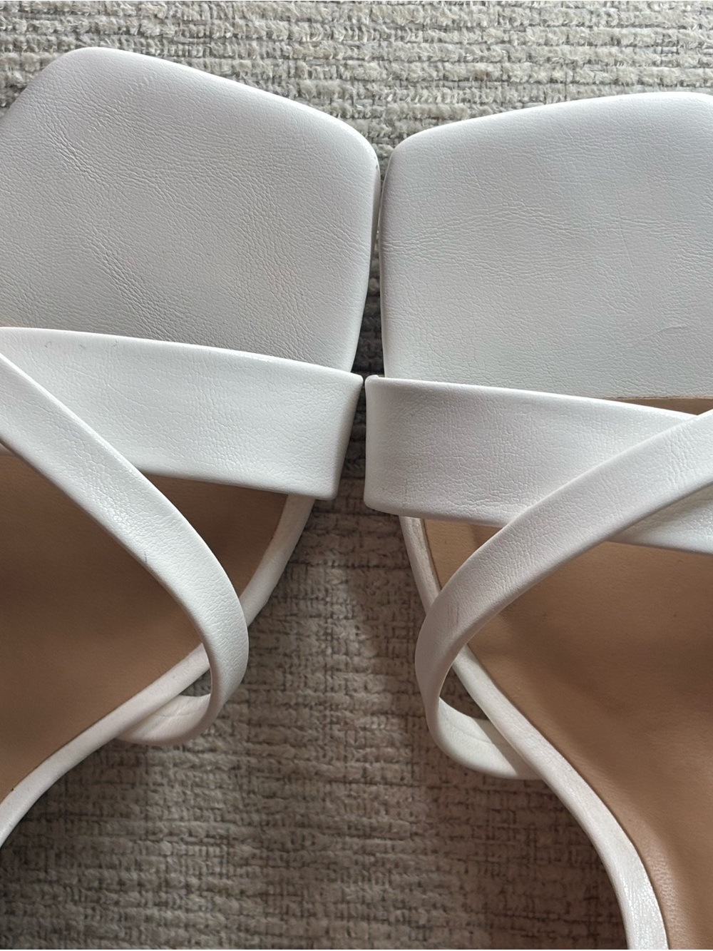 Soda White Strappy Square-Toe Sandals